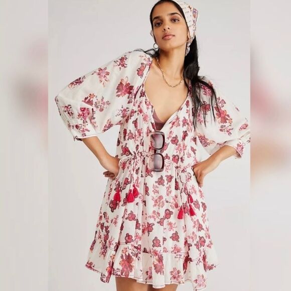 Free People Pink Floral Mini Dress - Picture 2 of 2